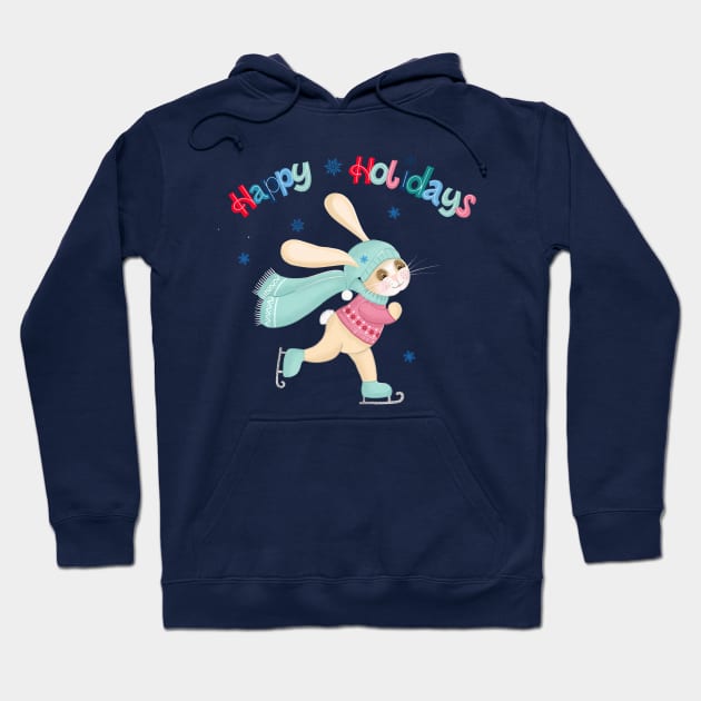 Rabbit in wintertime: Ice skating Hoodie by CalliLetters